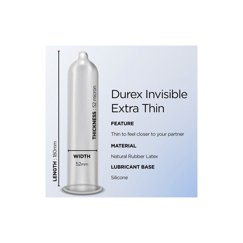 Durex Invisible Extra Thin Extra Lubricated 3 tk Durex Invisible Extra Thin Extra Lubricated 3 tk